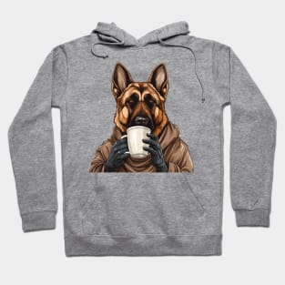 German Shepherd Drinking Coffee Hoodie